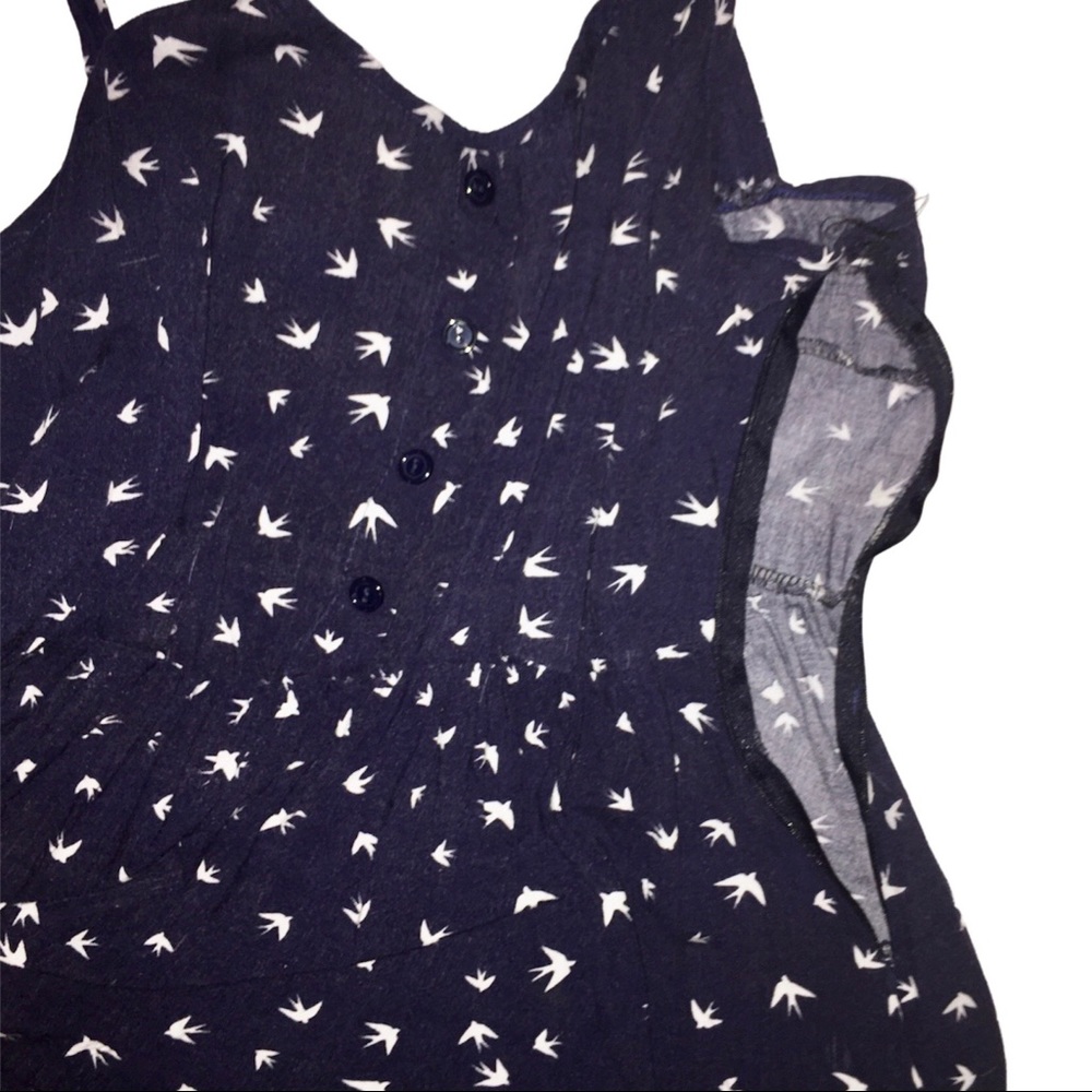 Sundress w/ Birds Cut Out Back Sleeveless Asymmetrical Navy Adam Levine Large - Picture 9 of 16
